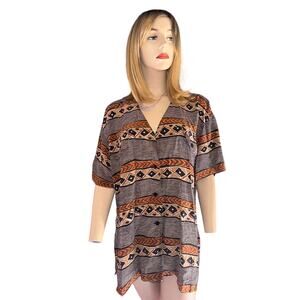 Gillian Brown Designed Silky Button Up Shirt Sz 14
